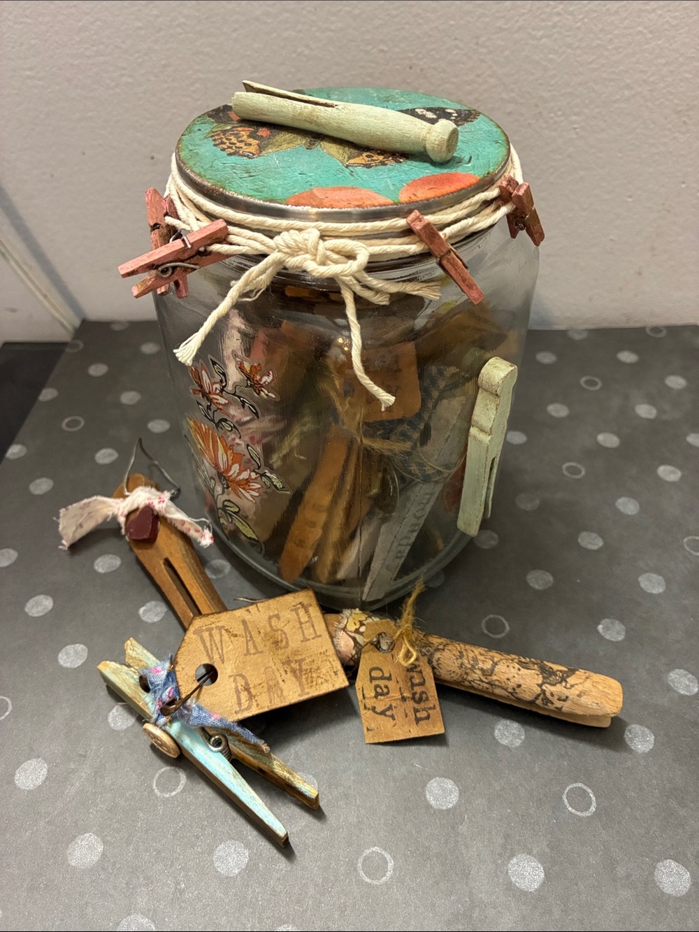 Jar of “Wash Day” Clothes pins